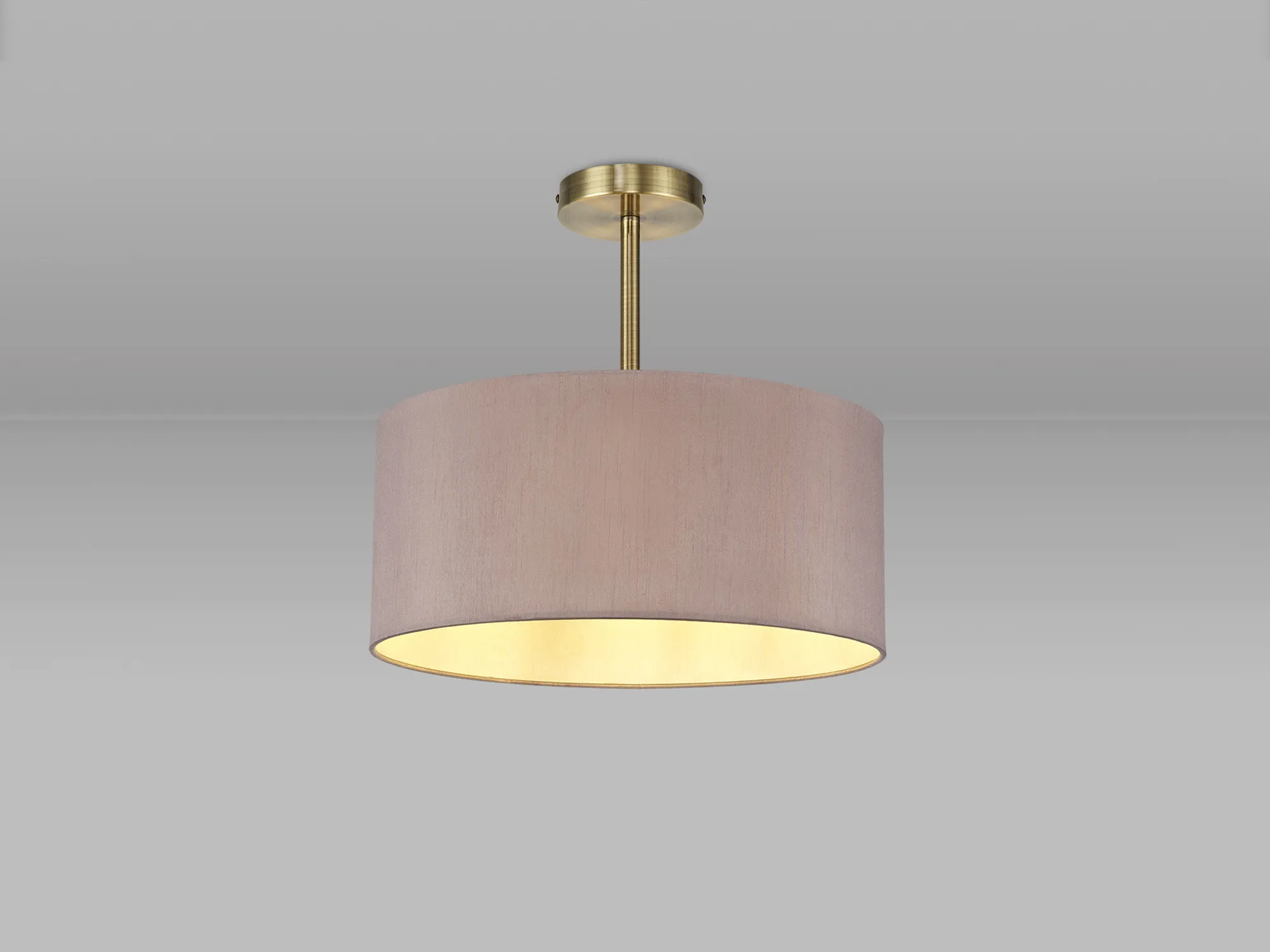 Baymont 40cm Semi Flush 1 Light Antique Brass, Taupe/Halo Gold DK0169  Deco Baymont